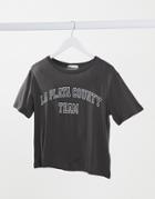 Stradivarius La Plata Motif T-shirt In Washed Gray-grey