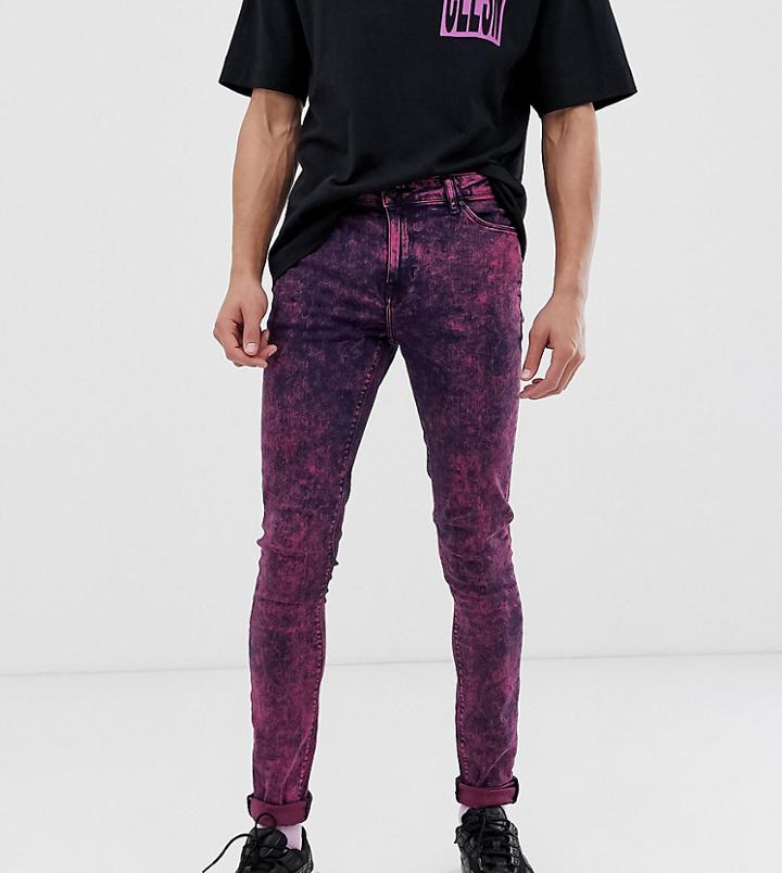 Asos Design Tall Super Skinny Jeans In Acid Wash Pink