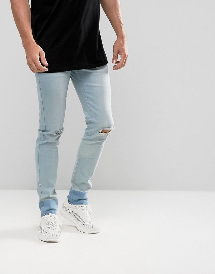 Brooklyn Supply Co Bleach Wash Indigo Jeans - Blue