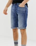 G-star 3301 Medium Wash Denim Shorts - Blue