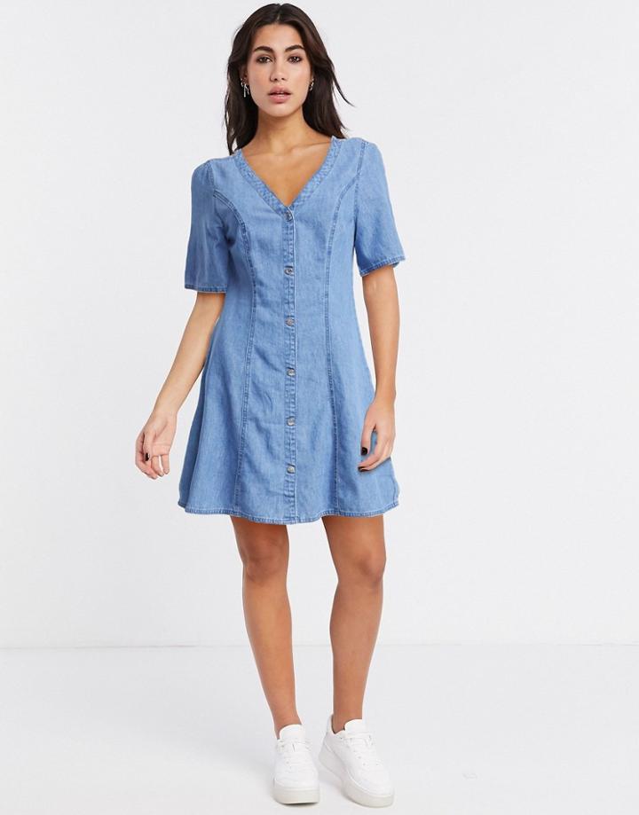 Monki Denim Skater Dress-blues