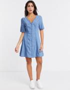 Monki Denim Skater Dress-blues