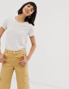 Monki Relaxed Fit Crew Neck T-shirt In Beige