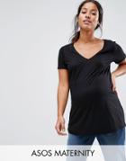 Asos Maternity Lightweight V Neck T-shirt - Black