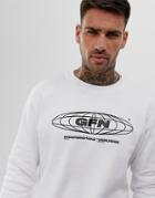 Good For Nothing Sweatshirt In White With Globe Logo - White