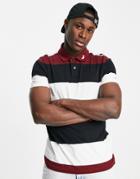 Hollister Slim Fit Polo In Burgundy/black Stripe With Logo-red