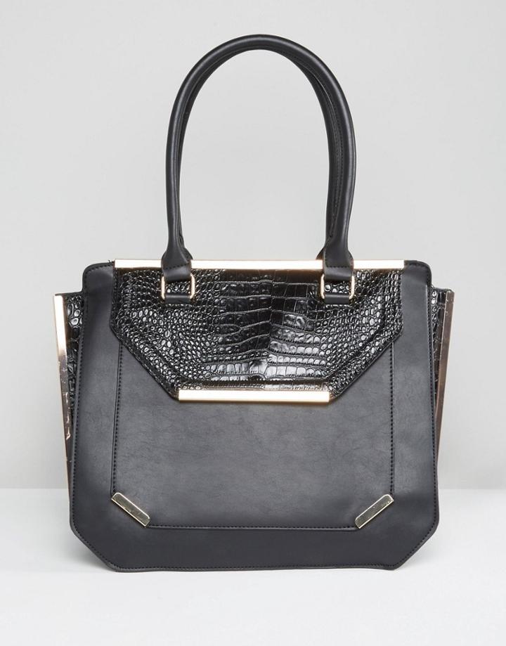 Yoki Tote Bag With Hardware Detail - Black