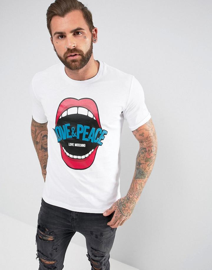 Love Moschino T-shirt In White With Graphic Print - White