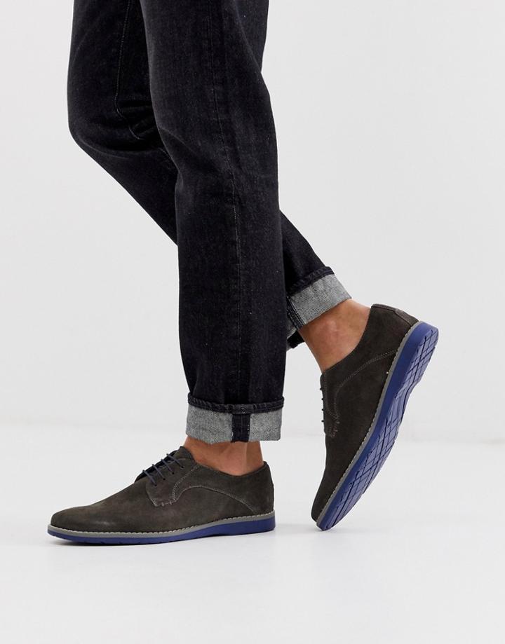 Silver Street Suede Derby Lace Up Shoe In Gray - Gray
