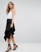 Forever New Midi Skirt With Asymmetric Frill - Black