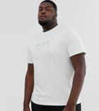 Asos Design Plus Relaxed T-shirt With Chest Text Print-blue