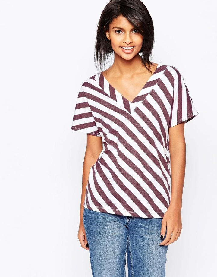 Vila V Neck Striped Top