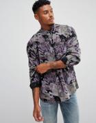 Asos Oversized Brushed Vintage Flannel Print Shirt - Black