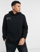 Topman Matching Print Hoodie With Bungee Cord In Black