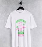Collusion Shroom Graphic Oversized Waffle T-shirt In White