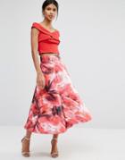 Coast Full Skirt In Rouge Print - Multi