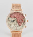 Reclaimed Vintage Inspired Map Mesh Watch In Rose Gold Exclusive To Asos - Gold