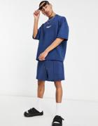 Asos Design Smart Oversized T-shirt In Navy Scuba With Front Print - Part Of A Set