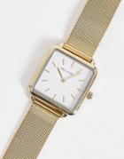 Bellfield Stainless Steel Mesh Watch With Square Dial In Gold