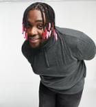Threadbare Plus Soft Touch Quarter Zip Funnel Neck Sweater In Charcoal-gray