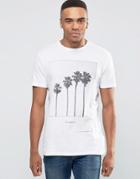 New Look White T-shirt With Palm Tree Print - White
