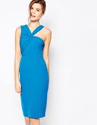 Forever Unique Aisha Midi Dress With One Shoulder Detail - Sax Blue