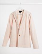 Asos Design Skinny Casual Linen Mix Suit Jacket In Pink