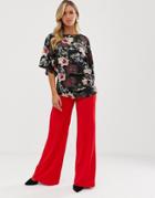 Ax Paris Wide Leg Pants-red