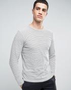 Selected Homme Long Sleeve Striped Top With Seam Panel - Cream