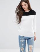 H.one Paneled Sweater In Black & White