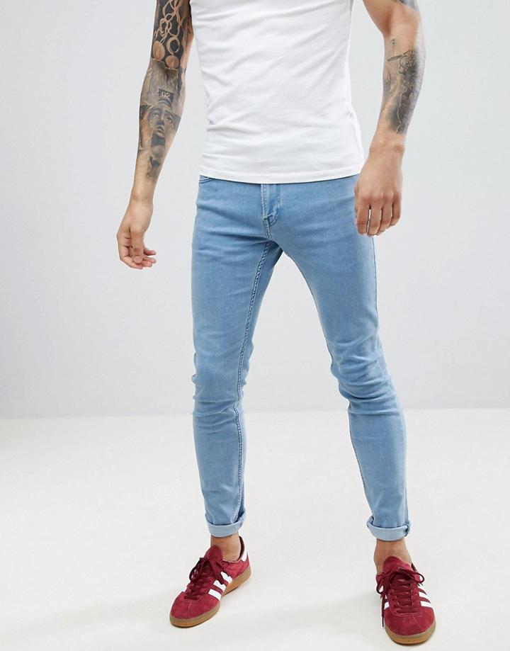 Lee Malone Power Stretch Rollin Blue Super Skinny Jean - Blue