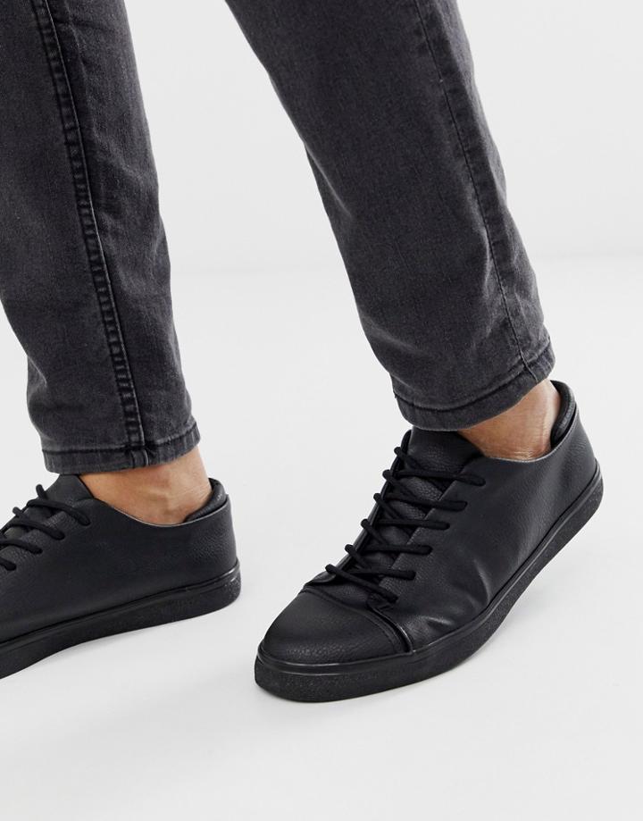 Asos Design Sneakers In Black With Toe Cap