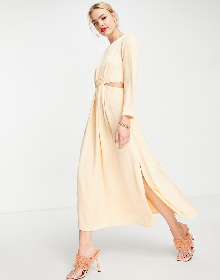 Closet London Cut Out Skater Midaxi Dress In Peach-pink