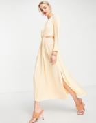 Closet London Cut Out Skater Midaxi Dress In Peach-pink