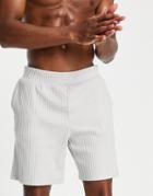 Asos Design Lounge Ribbed Jersey Shorts In Gray