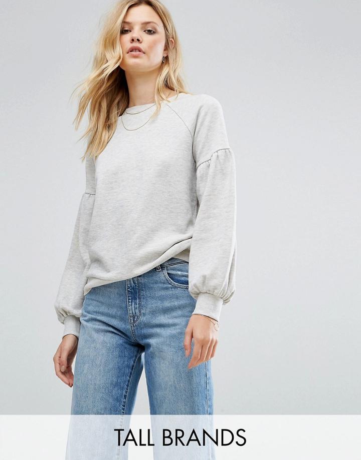 Vero Moda Tall Balloon Sleeve Sweatshirt - Gray