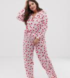 Asos Design Curve Mix & Match Cherry Pyjama Pants In 100% Woven Modal-multi