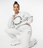 Asos Weekend Collective Curve Oversized Sweatshirt With Logo In Gray Marl-grey