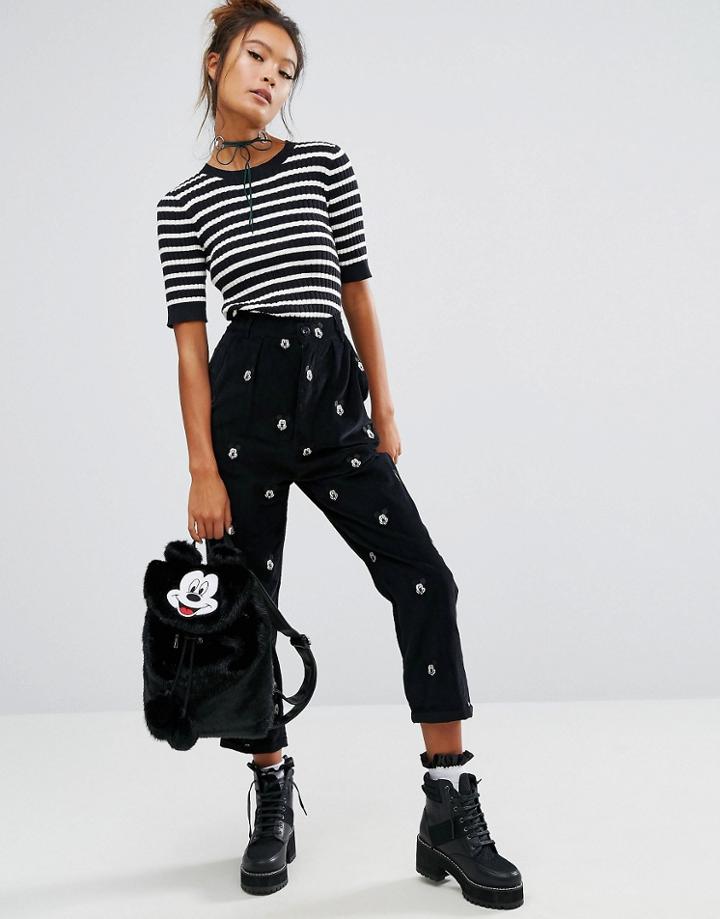 Lazy Oaf X Disney Mickey Mouse Corduroy Pants - Black