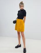 Asos Design Tailored Cord Mini Skirt In Mustard-yellow