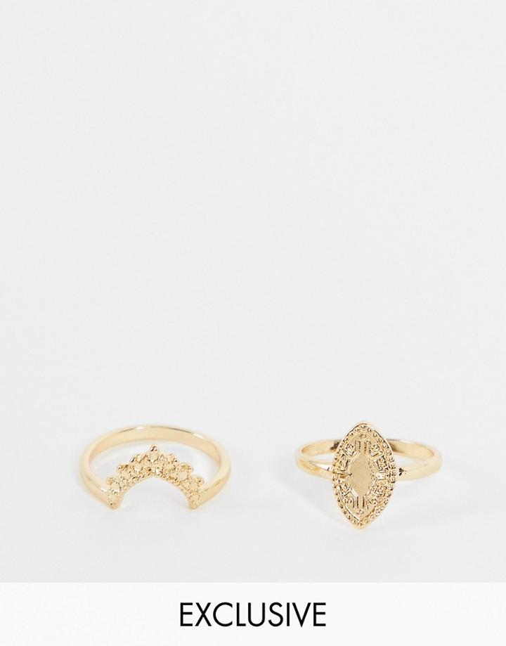 Reclaimed Vintage Inspired Stacking Rings In Gold 2 Pack