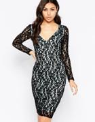 Amy Childs Charlize Fitted Pencil Dress With Lace Overlay