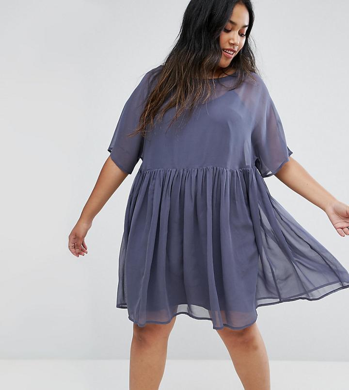 Asos Curve Smock Mini Dress - Gray