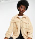 Stradivarius Fleece Overshirt In Beige-neutral