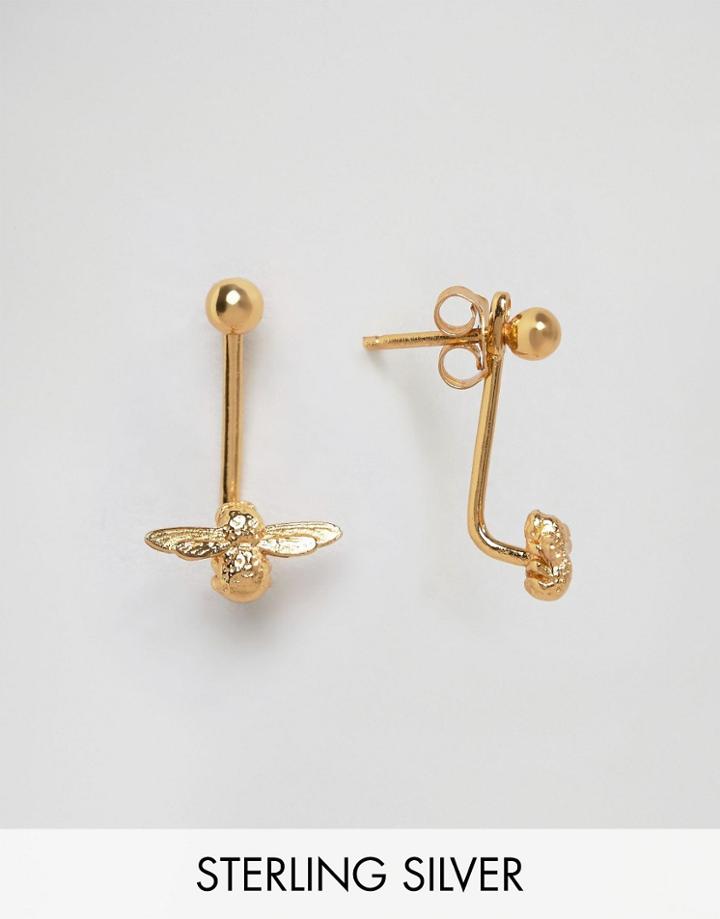 Olivia Burton Gold Plated Molded Bee Through & Through Earrings - Gold