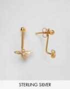 Olivia Burton Gold Plated Molded Bee Through & Through Earrings - Gold