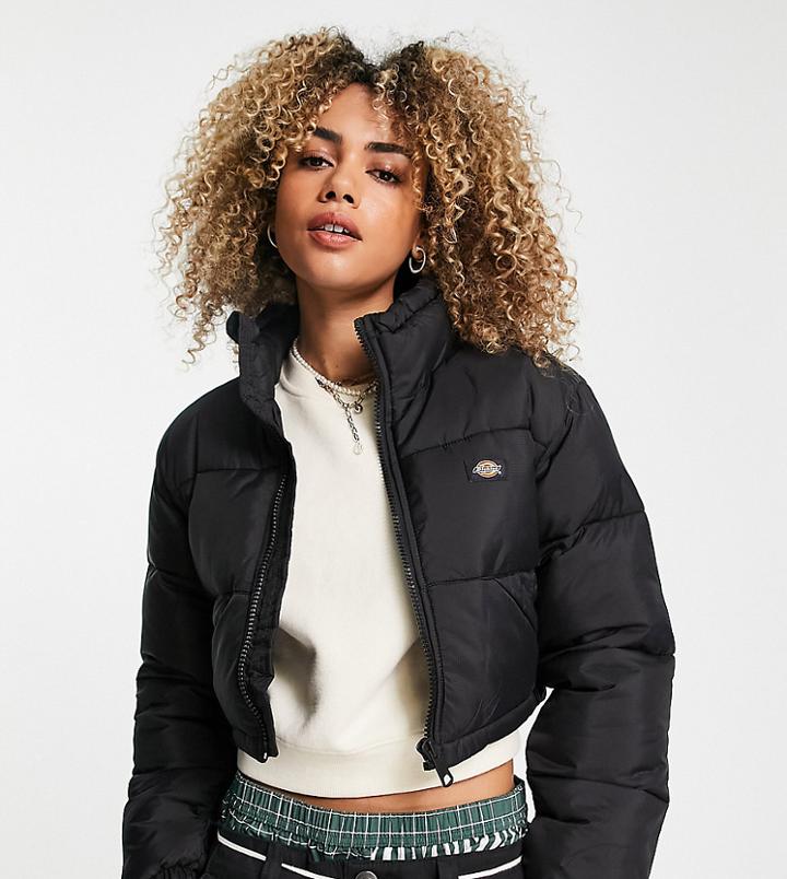 Dickies Atlanta Cropped Puffer Jacket In Black Exclusive At Asos