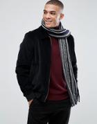 New Look Striped Scarf In Black And White - Black