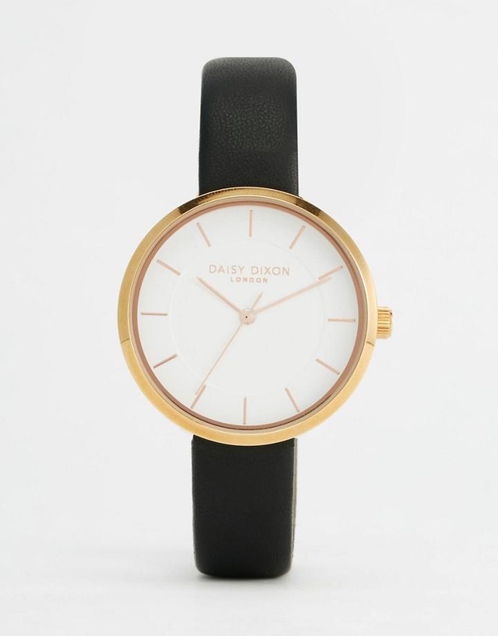 Daisy Dixon Rose Gold Black Leather Watch - Black
