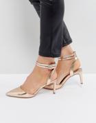 Asos Sweet Tooth Pointed Mid Heels - Gold
